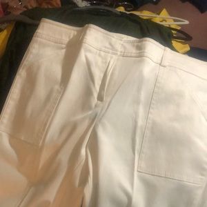 White capris with gold hardware